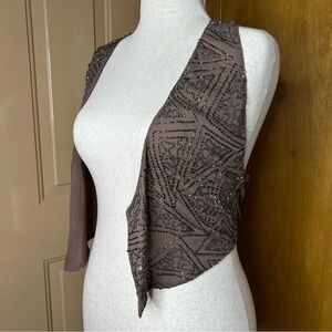 BKE Brown Textured Sleeveless Scoop Neck Top